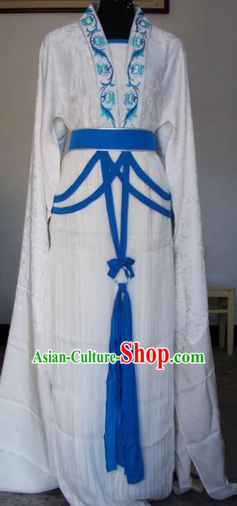 Chinese Traditional Beijing Opera Actress White Dress China Peking Opera Embroidered Lotus Costumes for Adults