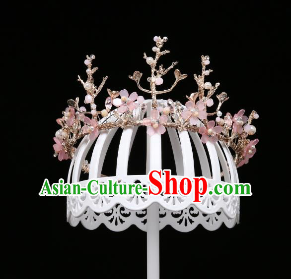 Children Modern Dance Hair Accessories Stage Performance Pink Flowers Hair Clasp for Kids