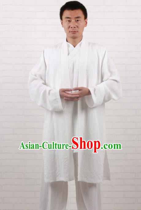 Chinese Traditional Martial Arts Costume Tai Chi Taoist Kung Fu White Vest for Men