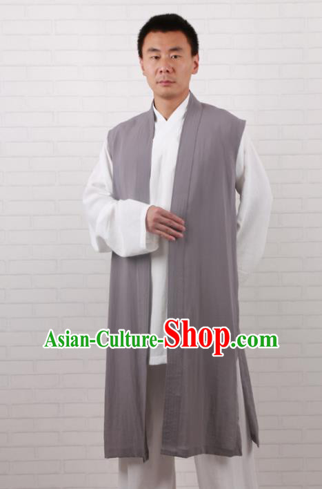 Chinese Traditional Martial Arts Costume Tai Chi Taoist Kung Fu Grey Vest for Men