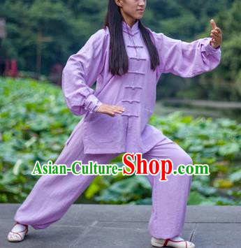 Chinese Traditional Martial Arts Costumes Tai Chi Kung Fu Lilac Suits for Women