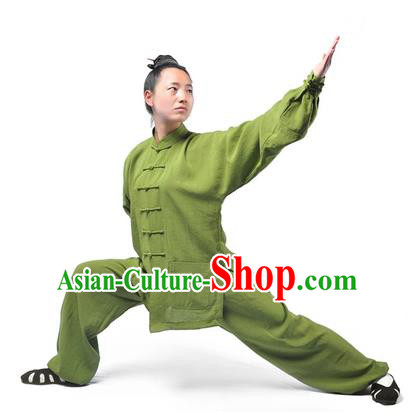 Chinese Traditional Martial Arts Costumes Tai Chi Kung Fu Green Suits for Women