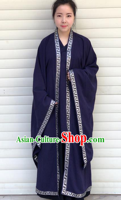 Chinese Traditional Martial Arts Taoist Nun Costumes Tai Chi Kung Fu Navy Priest Frock for Women