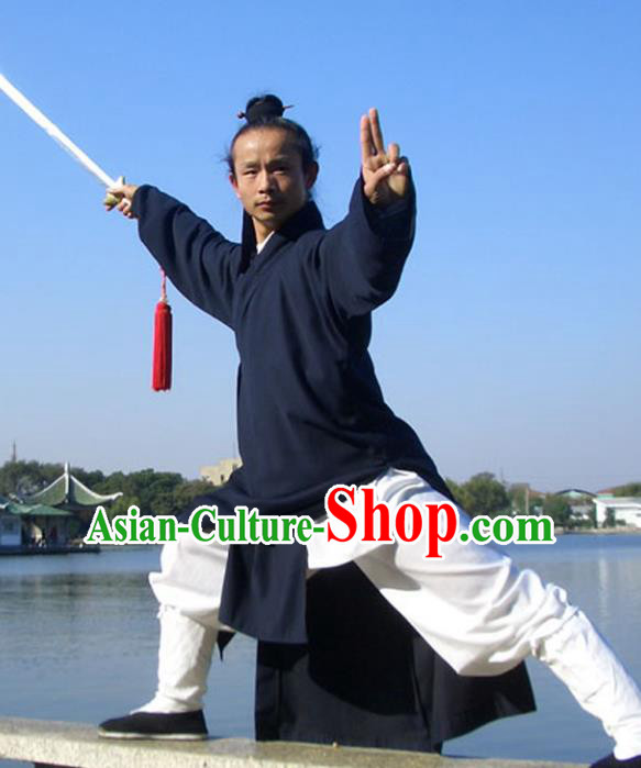 Chinese Traditional Martial Arts Costumes Tai Chi Clothing Taoist Kung Fu Navy Suits for Men