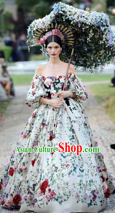 Top Grade Stage Performance Palace Queen Customized Costume Models Catwalks Full Dress for Women