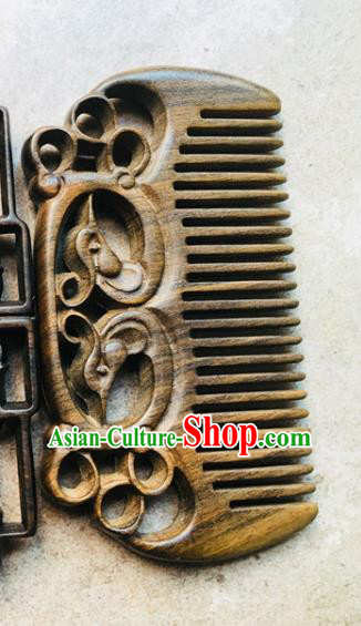 Chinese Traditional Hair Accessories Carving Sandalwood Hair Comb for Women