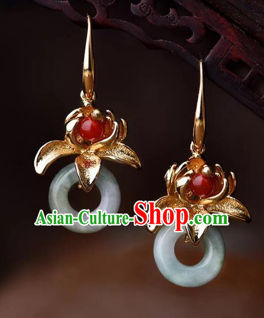 Chinese Traditional Jewelry Accessories Ancient Palace Hanfu Peace Buckle Earrings for Women