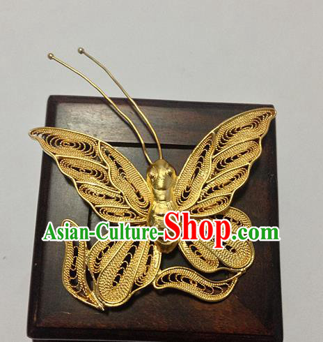 Handmade Chinese Ancient Golden Butterfly Brooch for Women
