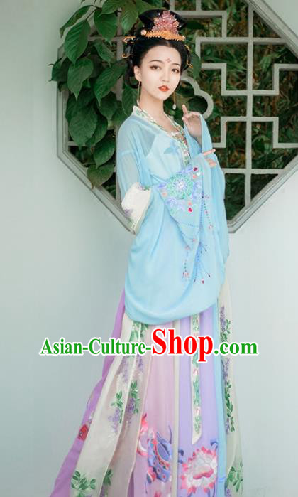 Chinese Tang Dynasty Princess Hanfu Dress Ancient Palace Lady Peri Embroidered Costume for Women