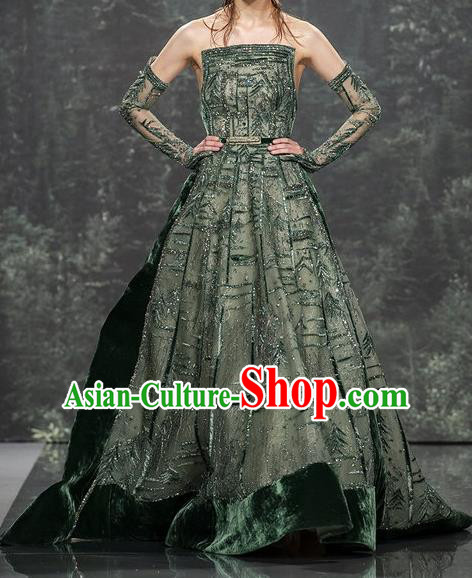 Top Grade Stage Performance Customized Costume Models Stalkshow Trailing Full Dress for Women