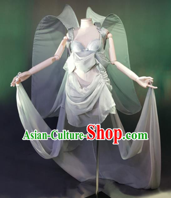 Top Grade Models Show Costume Stage Performance Grey Bikini Dress for Women