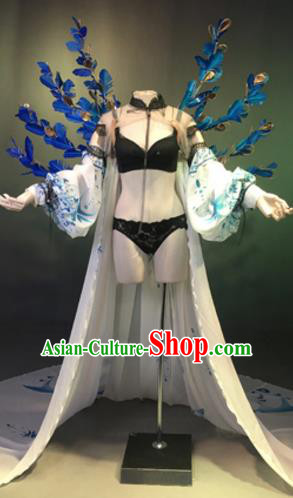 Top Grade Models Show Costume Stage Performance Catwalks Dress and Feather Wings for Women