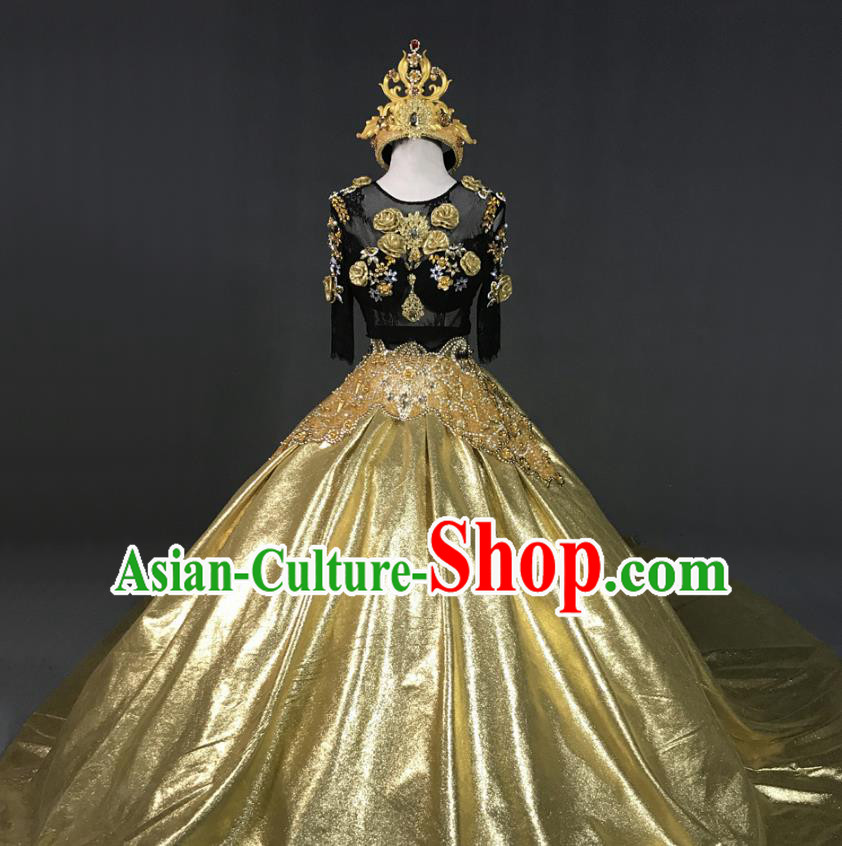 Top Grade Models Show Costume Stage Performance European Court Queen Full Dress for Women