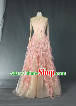 Top Grade Models Show Costume Stage Performance Catwalks Compere Pink Full Dress for Women