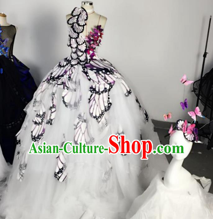 Top Grade Models Show Costume Stage Performance Catwalks Butterfly Wings Full Dress for Women