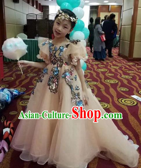 Children Models Show Costume Stage Performance Catwalks Compere Mullet Dress for Kids