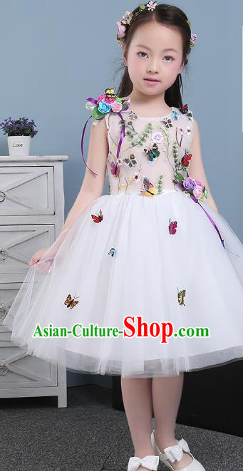 Children Models Show Costume Compere Butterfly Full Dress Stage Performance Clothing for Kids