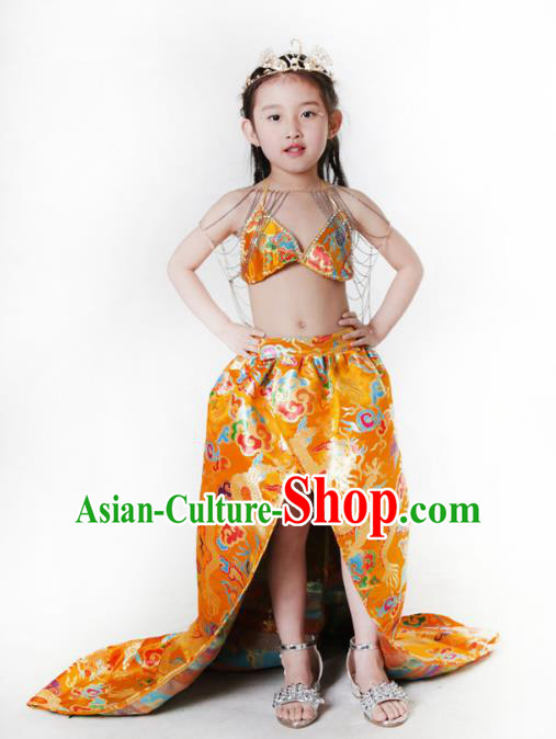 Children Models Show Costume Chinese Compere Full Dress Stage Performance Clothing for Kids