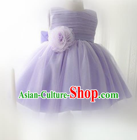 Children Fairy Princess Purple Veil Dress Stage Performance Catwalks Compere Costume for Kids