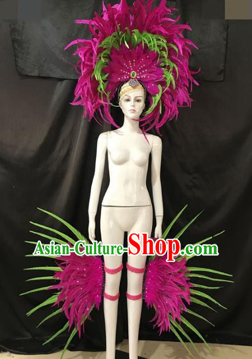 Top Grade Brazilian Carnival Samba Dance Props Miami Feathers Deluxe Headdress for Women