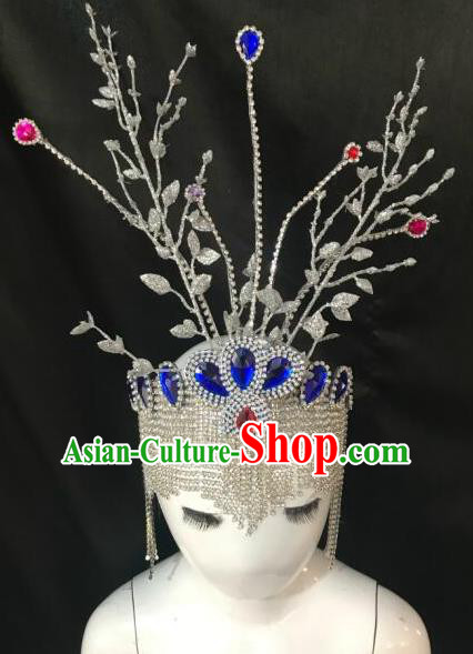 Top Grade Halloween Catwalks Hair Accessories Brazilian Carnival Samba Dance Crystal Headwear for Kids