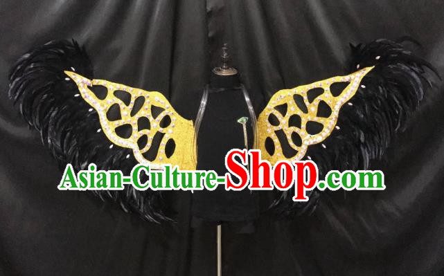 Top Grade Halloween Catwalks Props Brazilian Carnival Samba Dance Black Feather Wings for Kids