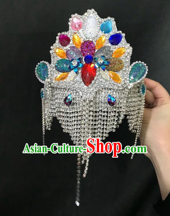 Brazilian Carnival Samba Dance Hair Accessories Miami Crystal Deluxe Headdress for Kids