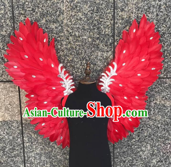 Top Grade Samba Dance Props Brazilian Carnival Catwalks Red Butterfly Feather Wings for Kids