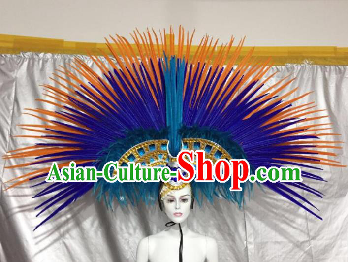 Brazilian Rio De Janeiro Carnival Feather Hair Accessories Samba Victorian Dance Deluxe Headwear for Women