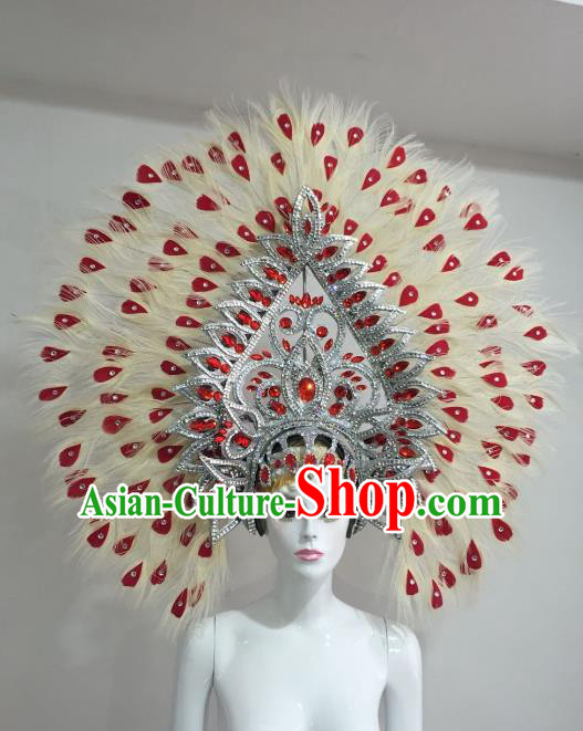 Brazilian Samba Dance Feather Hair Accessories Rio Carnival Victorian Dance Deluxe Headwear for Women