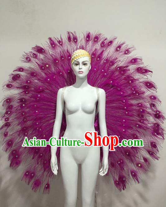 Top Grade Brazilian Samba Dance Props Rio Carnival Purple Feather Angel Wings for Women