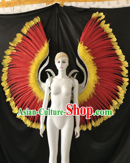 Top Grade Brazilian Carnival Samba Dance Props Catwalks Red Feather Deluxe Wings for Women