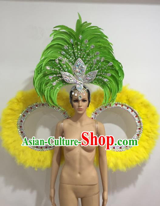 Brazilian Catwalks Props Rio Carnival Samba Dance Feather Wings and Headwear for Women