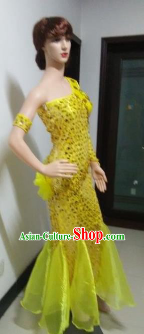 Top Grade Catwalks Costumes Brazilian Carnival Samba Dance Yellow Dress for Women