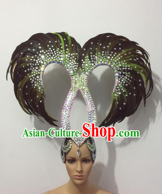 Handmade Samba Dance Catwalks Hair Accessories Brazilian Rio Carnival Feather Headdress for Women