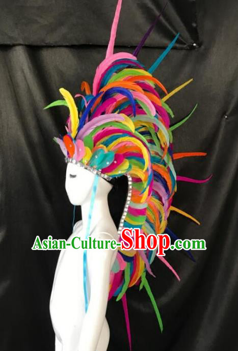 Handmade Samba Dance Hair Accessories Brazilian Rio Carnival Deluxe Roman Colorful Feather Headdress for Kids