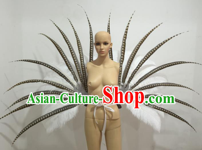 Brazilian Samba Dance Props Rio Carnival Miami Catwalks White Feather Wings for Adults