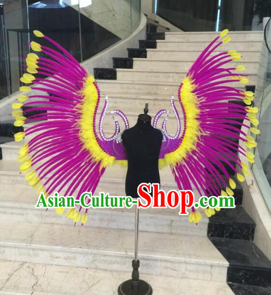 Brazilian Samba Dance Props Rio Carnival Miami Catwalks Rosy Feather Wings for Kids