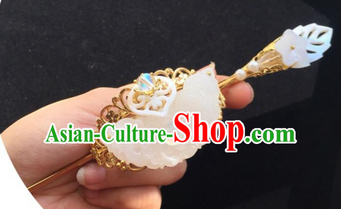 Chinese Traditional Ancient Prince Hair Accessories Swordsman Hairpins Jade Tuinga for Men