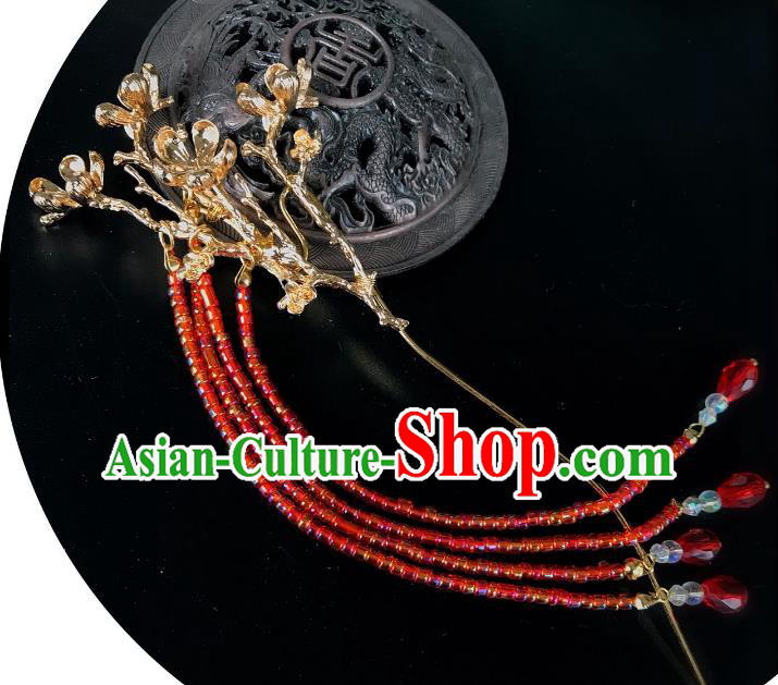 Chinese Traditional Hair Accessories Ancient Red Tassel Hair Clip Hairpins for Women
