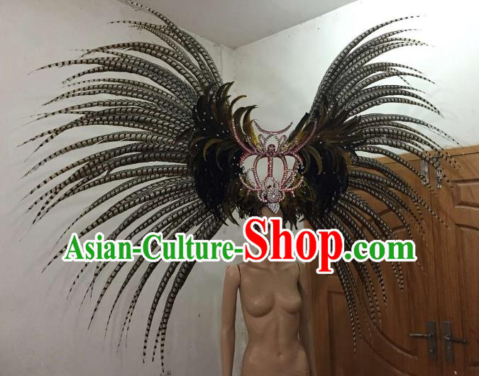 Customized Deluxe Black Feather Samba Dance Hair Accessories Brazilian Rio Carnival Headdress for Women