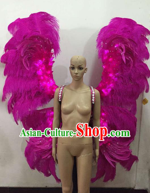 Custom-made Catwalks Props Brazilian Rio Carnival Samba Dance Rosy Feather Deluxe Wings for Women