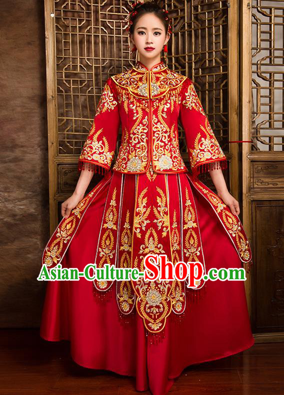 Traditional Chinese Wedding Costumes Traditional Xiuhe Suits Ancient Chinese bridal Full Dress