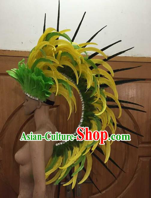 Professional Samba Dance Feather Hair Accessories Halloween Catwalks Brazilian Rio Carnival Roman Warriors Headdress