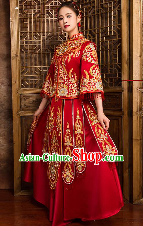 Traditional Chinese Wedding Costumes Traditional Xiuhe Suits Ancient Chinese bridal Full Dress