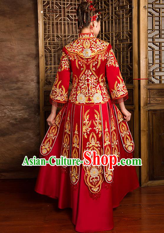 Traditional Chinese Wedding Costumes Traditional Xiuhe Suits Ancient Chinese bridal Full Dress