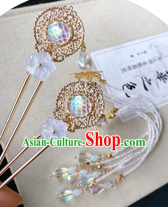 Chinese Traditional Hair Accessories Ancient Hanfu Hairpins Tassel Step Shake for Women