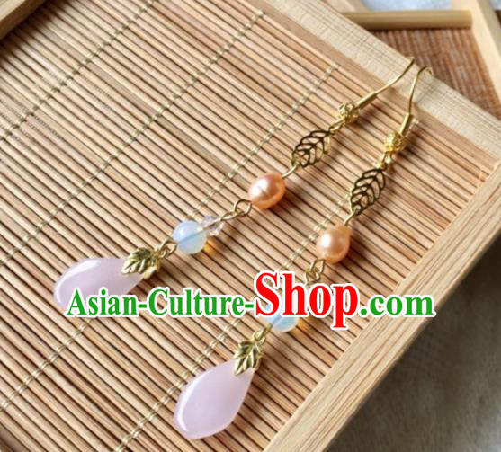 Handmade Chinese Traditional Accessories Hanfu Pearls Earrings for Women