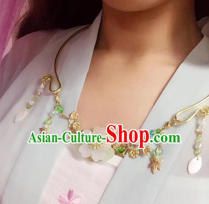 Handmade Chinese Traditional Accessories Hanfu Cherry Blossom Necklace for Women