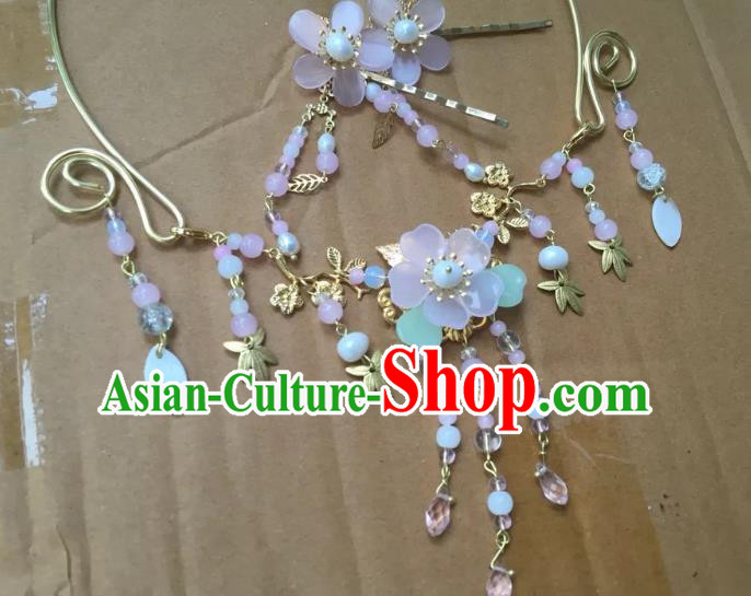 Handmade Chinese Traditional Accessories Hanfu Cherry Blossom Tassel Necklace for Women